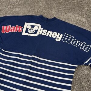 Walt Disney World Spirit Jersey Top XS Blue White Striped Long Sleeve Shirt